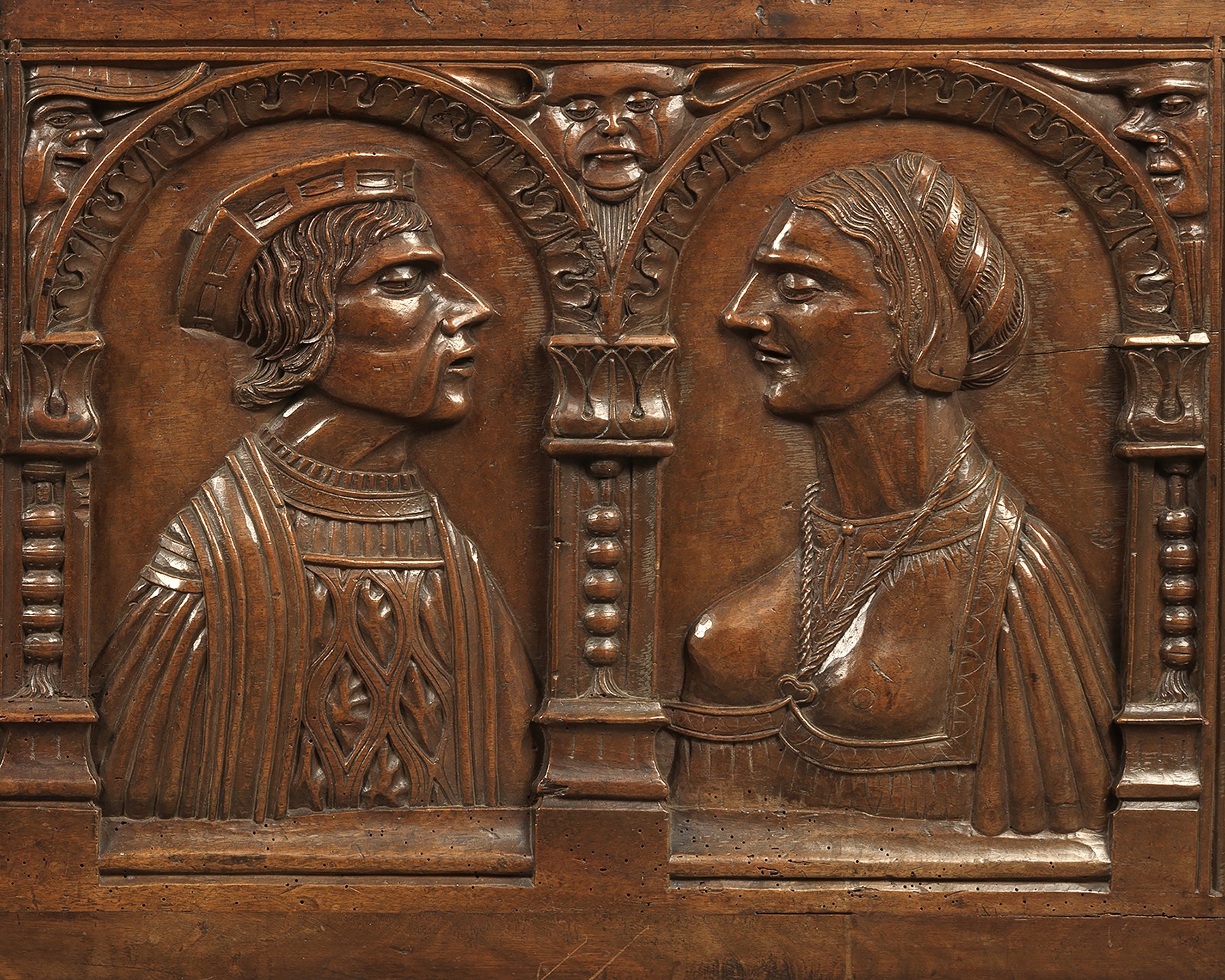 Marriage Chest Panel with Couple, France, early 16th century